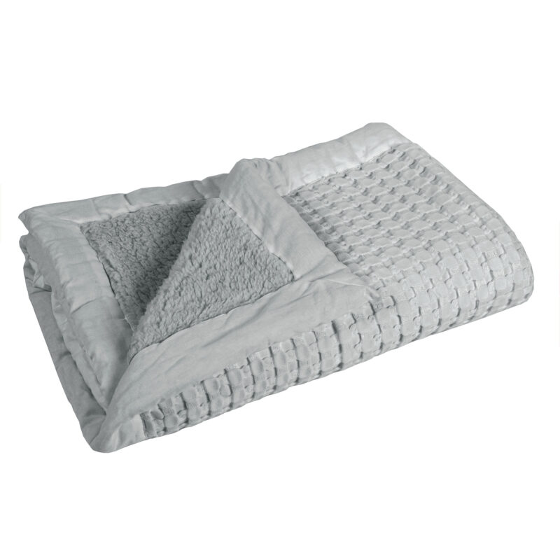 BAMBOO BLEND WAFFLE BLANKET WITH SHERPA GREY – KING SINGLE